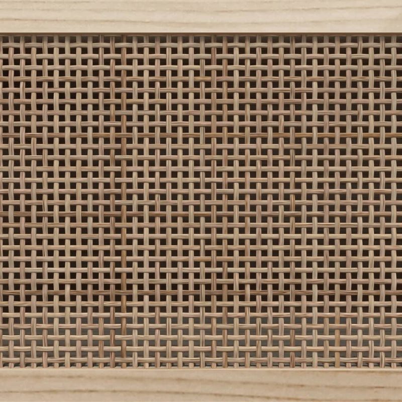 TV-Schrank Schwarz 105x30x40 cm Massivholz Kiefer Natur-Rattan