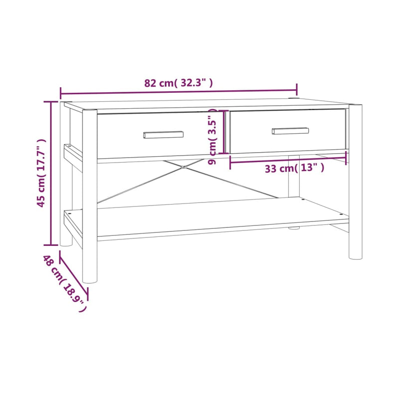 Couchtisch Weiß 82x48x45 cm Holzwerkstoff