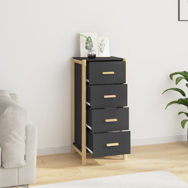 Highboard Schwarz 42x38x90 cm Holzwerkstoff