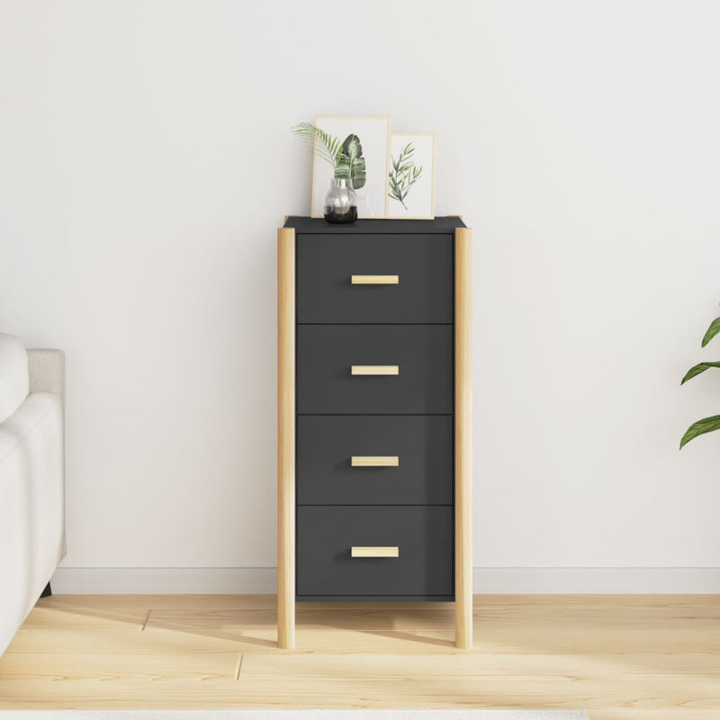 Highboard Schwarz 42x38x90 cm Holzwerkstoff