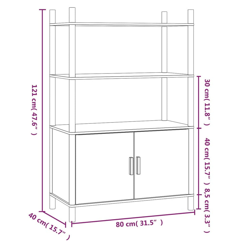 Highboard Weiß 80x40x121 cm Holzwerkstoff