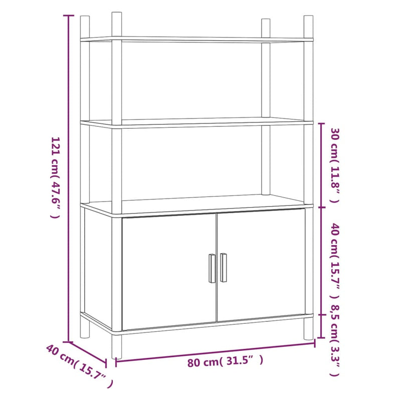 Highboard 80x40x121 cm Holzwerkstoff