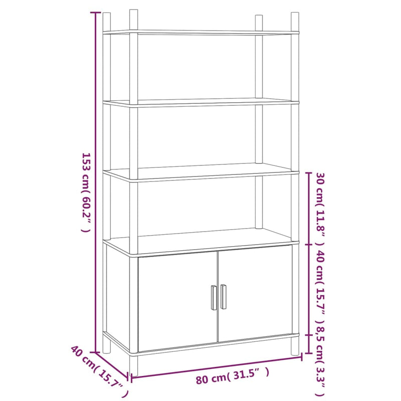 Highboard Weiß 80x40x153 cm Holzwerkstoff