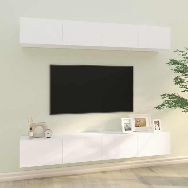 TV-Wandschränke 4 Stk. Weiß 100x30x30 cm