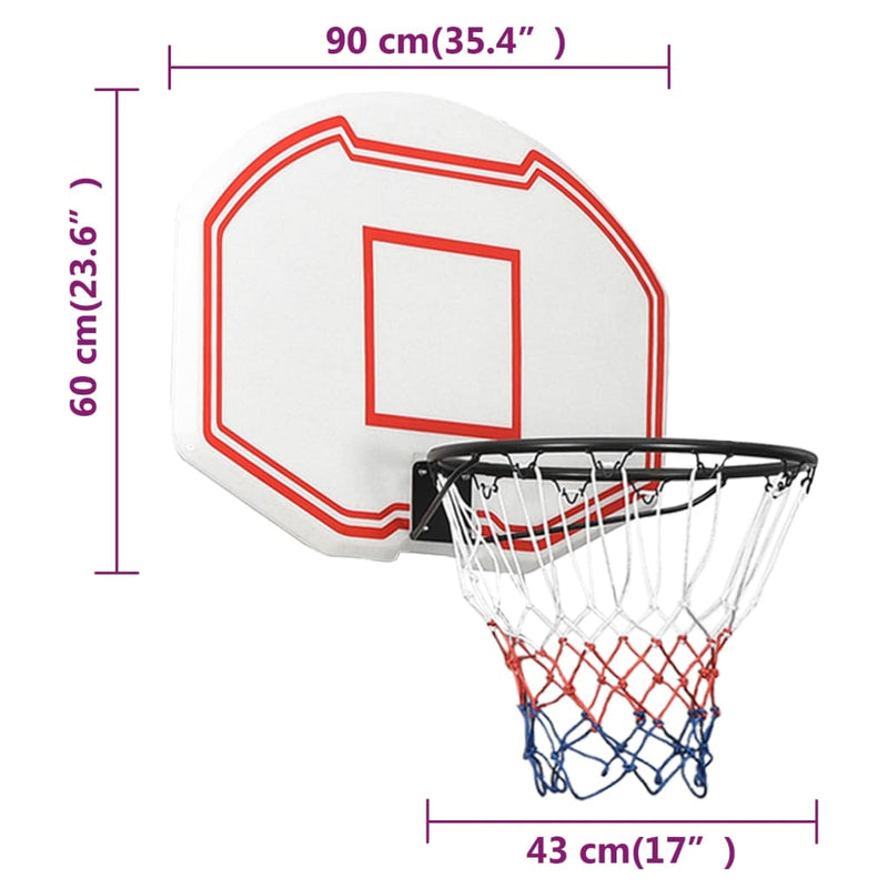Basketballkorb Weiß 90x60x2 cm Polyethylen