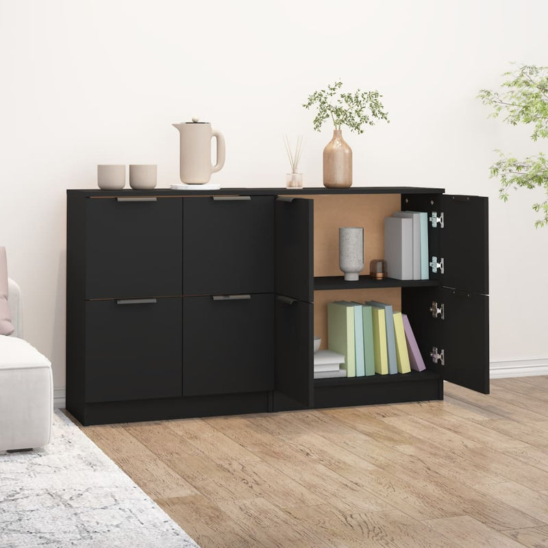 Sideboards 2 Stk. Schwarz 60x30x70 cm Holzwerkstoff