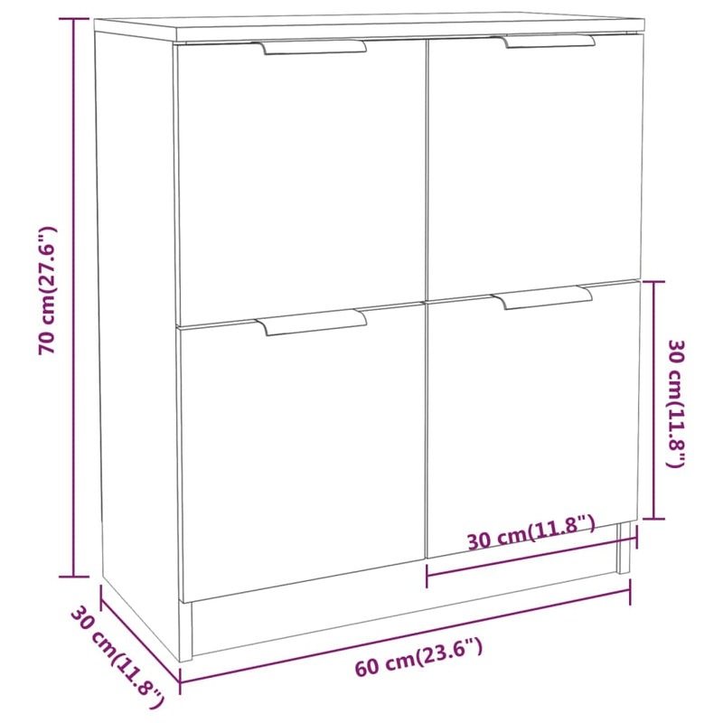 Sideboards 2 Stk. Schwarz 60x30x70 cm Holzwerkstoff