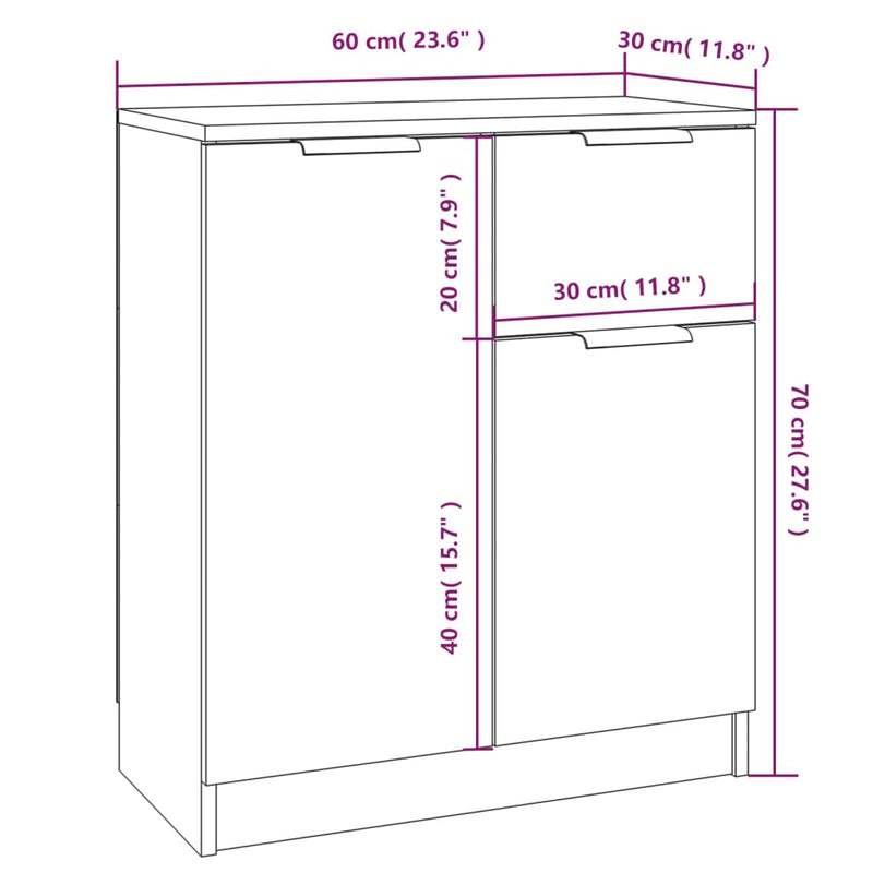 Sideboards 2 Stk. Weiß 60x30x70 cm Holzwerkstoff