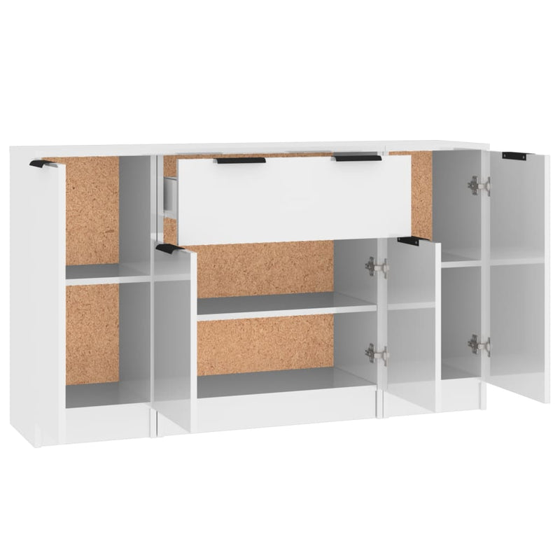 Sideboards 3 Stk. Hochglanz-Weiß Holzwerkstoff