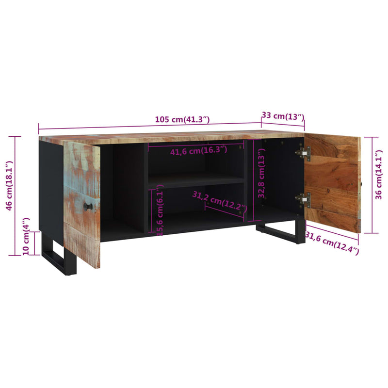 TV-Schrank 105x33x46 cm Altholz Massiv