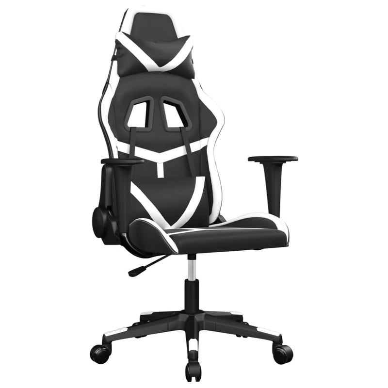 Gaming-Stuhl mit Massagefunktion Schwarz und Weiß Kunstleder
