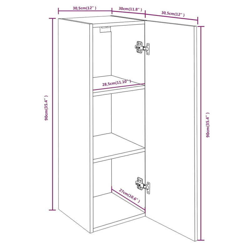 TV-Schränke 4 Stk. Braun Eichen-Optik 30,5x30x90 Holzwerkstoff