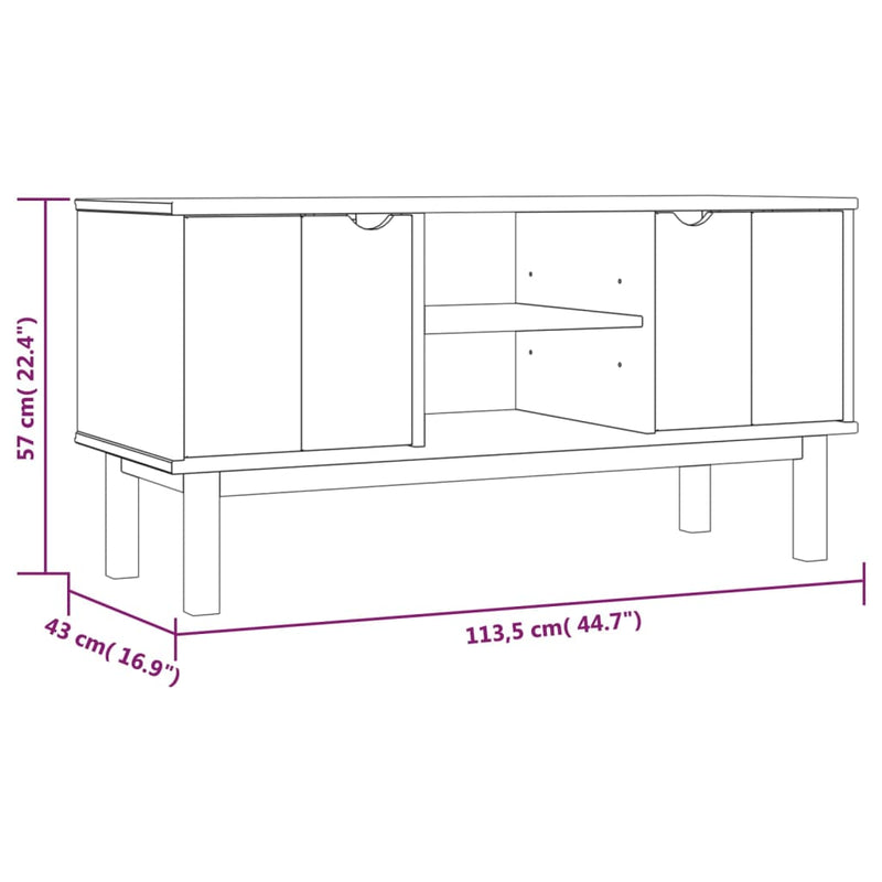 TV-Schrank 113,5x43x57 cm Massivholz Kiefer