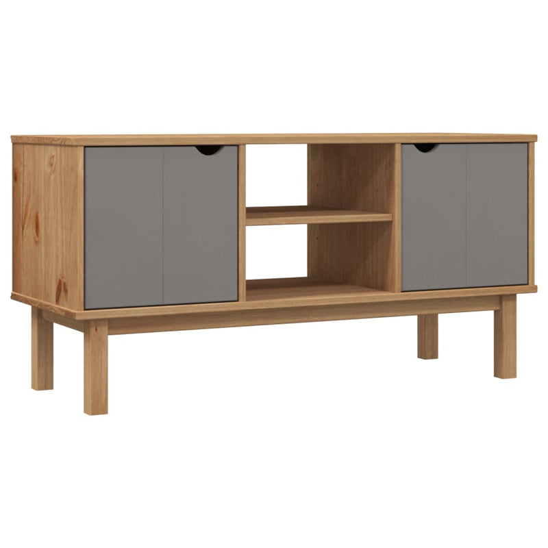 TV-Schrank Braun und Grau 113,5x43x57 cm Massivholz Kiefer