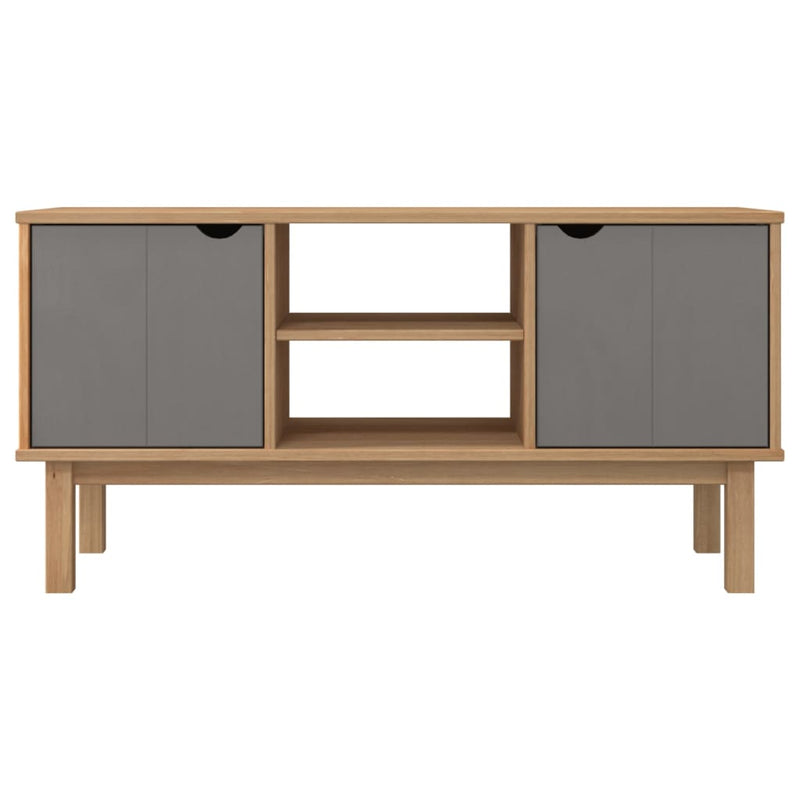 TV-Schrank Braun und Grau 113,5x43x57 cm Massivholz Kiefer