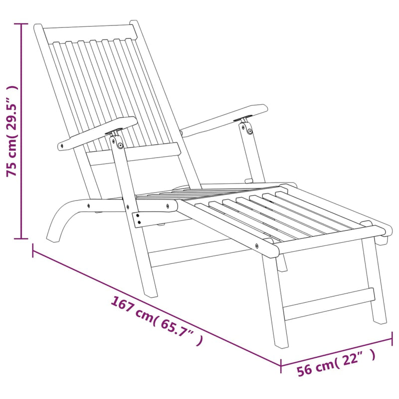 Terrassenstühle mit Fußstützen 2 Stk. Massivholz Akazie