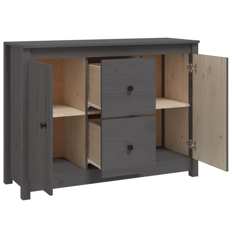 Sideboard Grau 100x35x74 cm Massivholz Kiefer