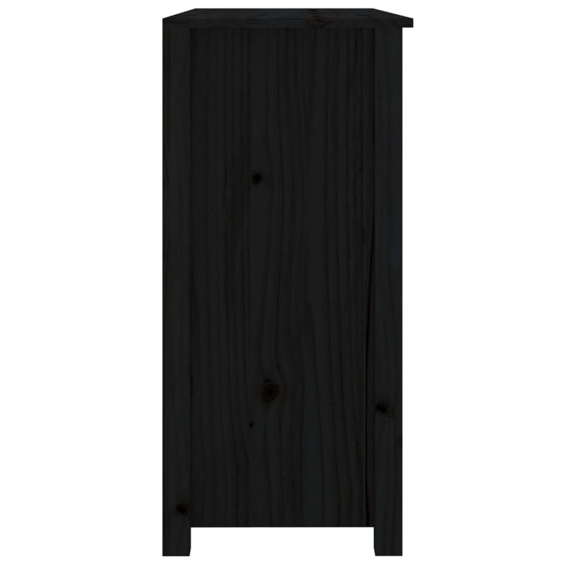 Sideboard Schwarz 100x35x74 cm Massivholz Kiefer