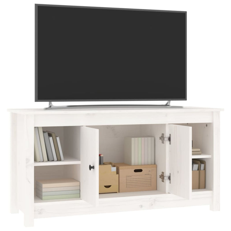 TV-Schrank Weiß 103x36,5x52 cm Massivholz Kiefer