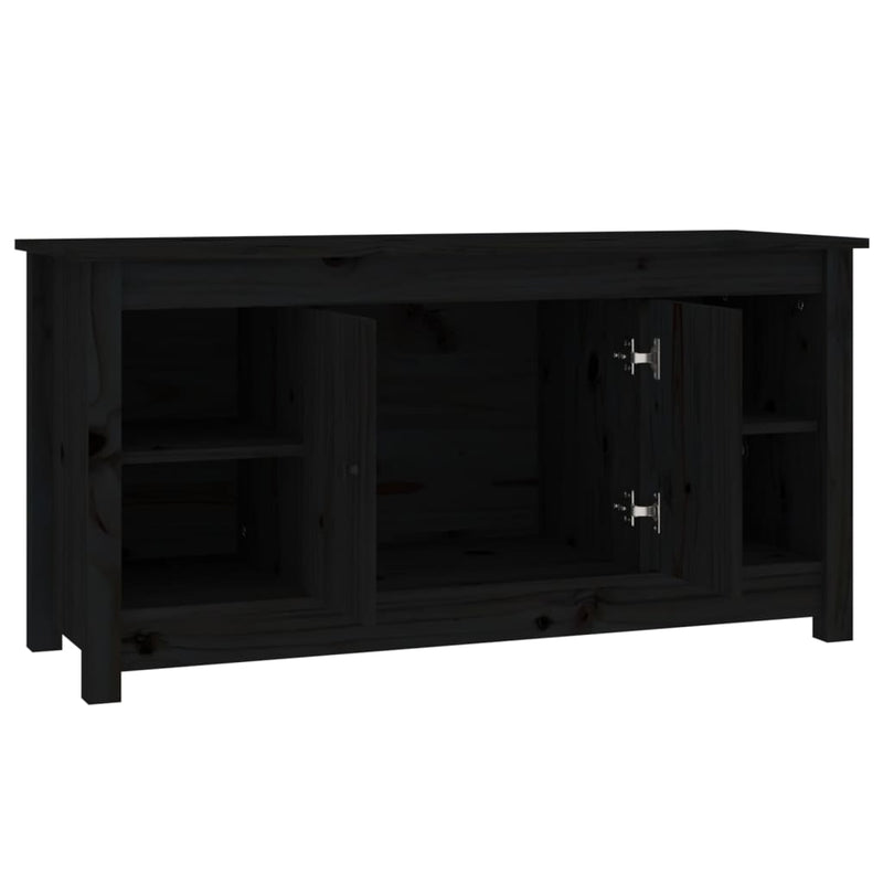 TV-Schrank Schwarz 103x36,5x52 cm Massivholz Kiefer