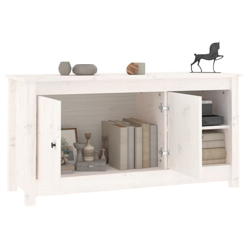 TV-Schrank Weiß 103x36,5x52 cm Massivholz Kiefer