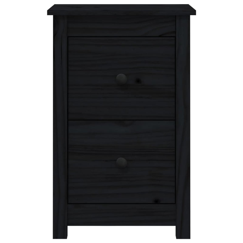 Nachttische 2 Stk. Schwarz 40x35x61,5 cm Massivholz Kiefer