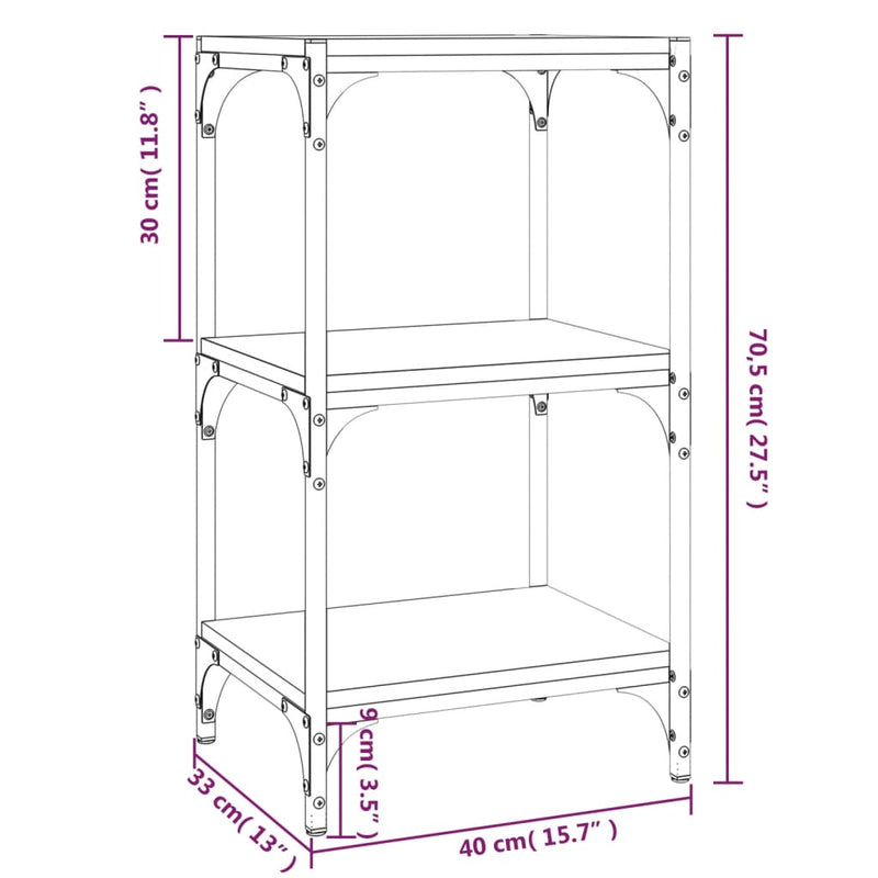 Bücherregal Grau Sonoma 40x33x70,5 cm Holzwerkstoff und Stahl