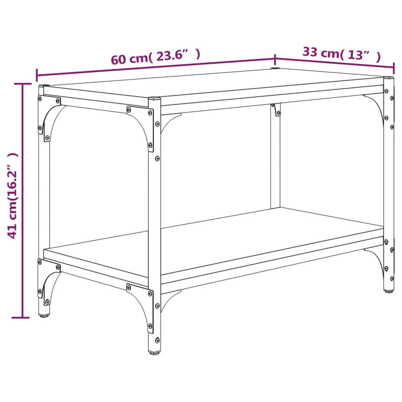 TV-Schrank Braun Eichen-Optik 60x33x41 cm Holzwerkstoff Stahl