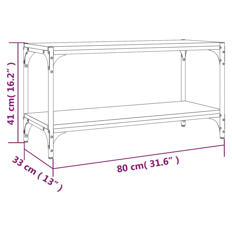 TV-Schrank Schwarz 80x33x41 cm Holzwerkstoff und Stahl