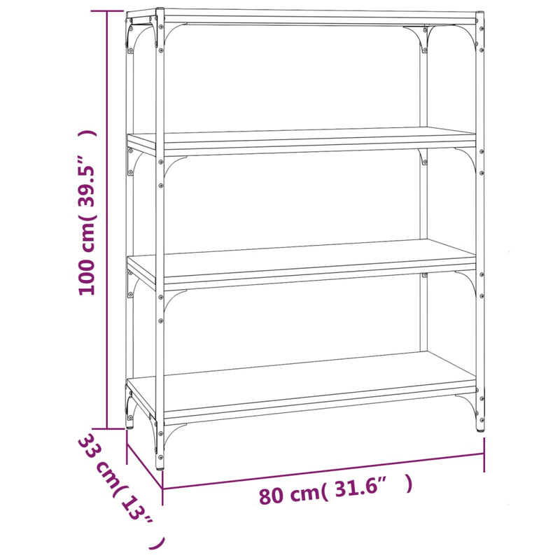 Bücherregal Schwarz 80x33x100 cm Holzwerkstoff und Stahl