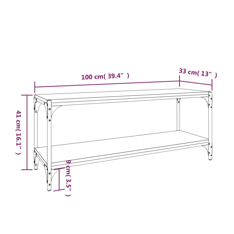 TV-Schrank Schwarz 100x33x41 cm Holzwerkstoff und Stahl