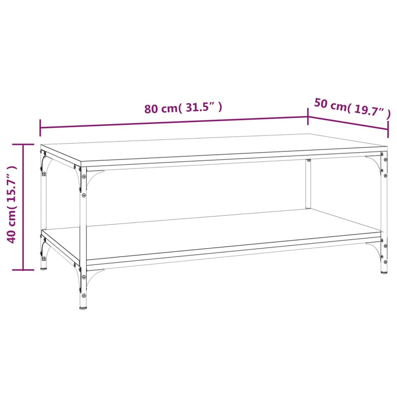 Couchtisch Grau Sonoma 80x50x40 cm Holzwerkstoff