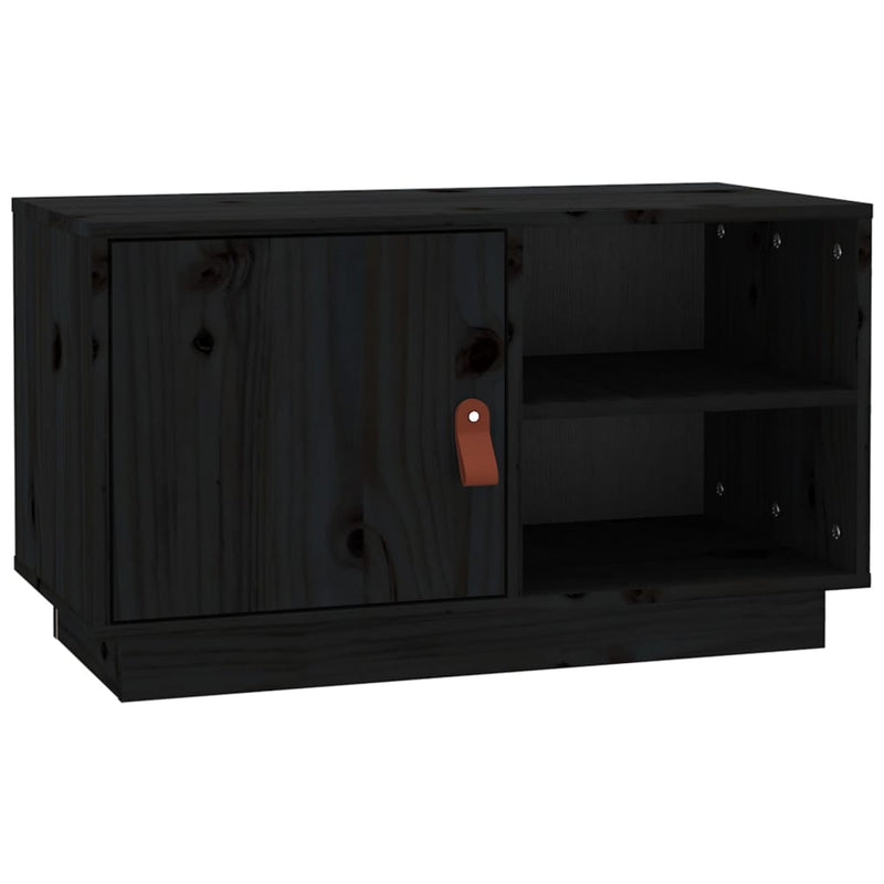 TV-Schrank Schwarz 70x34x40 cm Massivholz Kiefer