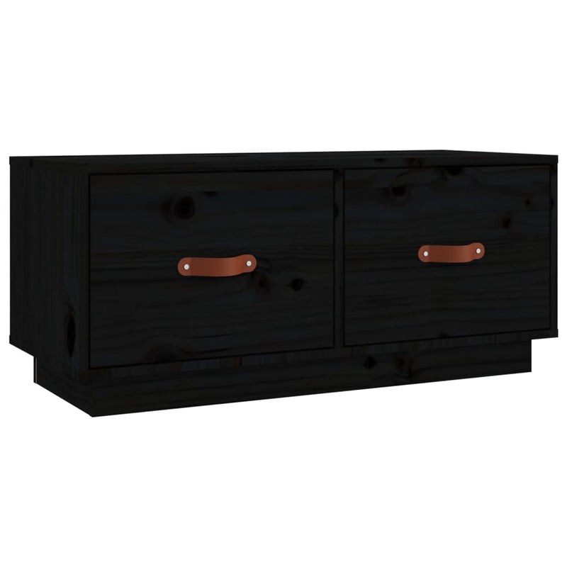 TV-Schrank Schwarz 80x34x35 cm Massivholz Kiefer