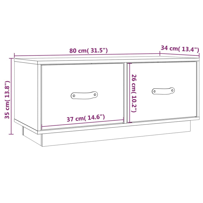 TV-Schrank Schwarz 80x34x35 cm Massivholz Kiefer