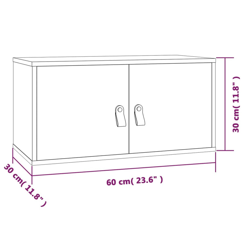 Wandschrank Weiß 60x30x30 cm Massivholz Kiefer