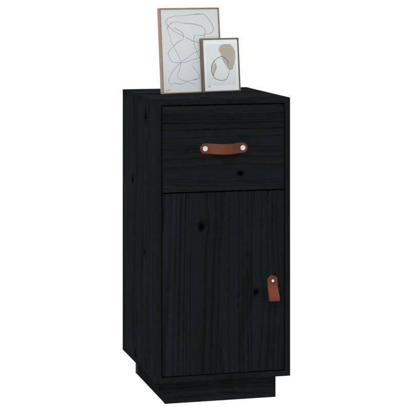 Sideboard Schwarz 34x40x75 cm Massivholz Kiefer