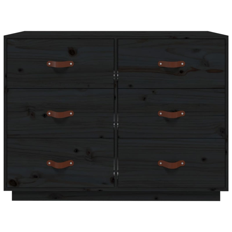 Sideboard Schwarz 100x40x75 cm Massivholz Kiefer