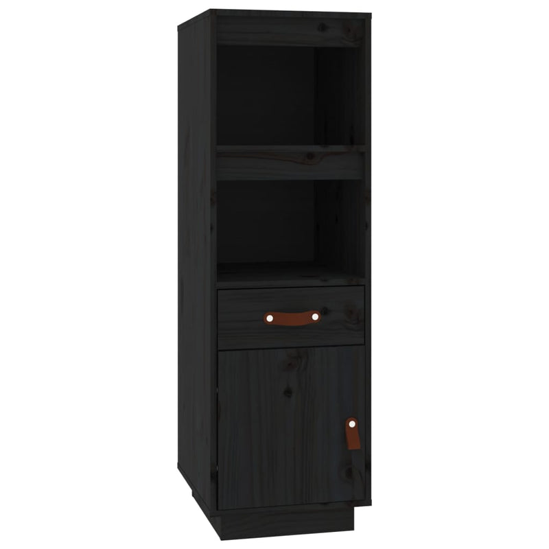 Highboard Schwarz 34x40x108,5 cm Massivholz Kiefer