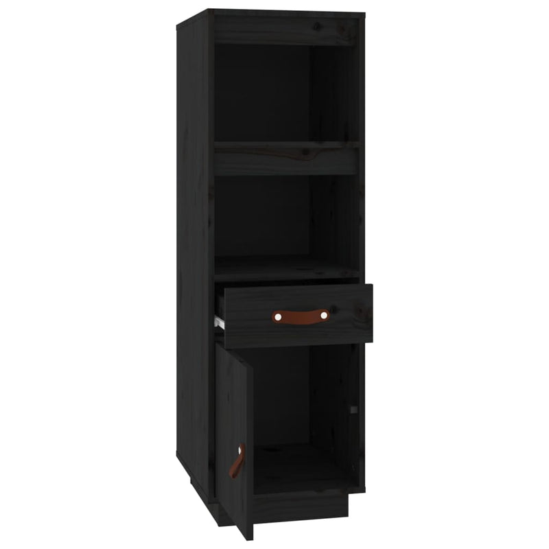 Highboard Schwarz 34x40x108,5 cm Massivholz Kiefer