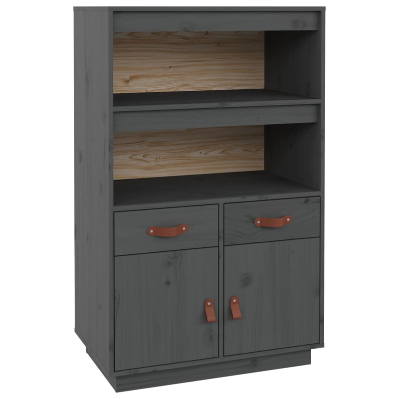 Highboard Grau 67x40x108,5 cm Massivholz Kiefer