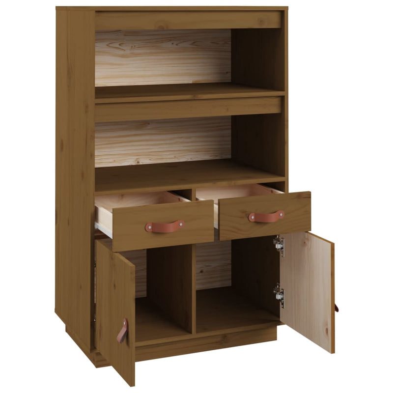 Highboard Honigbraun 67x40x108,5 cm Massivholz Kiefer