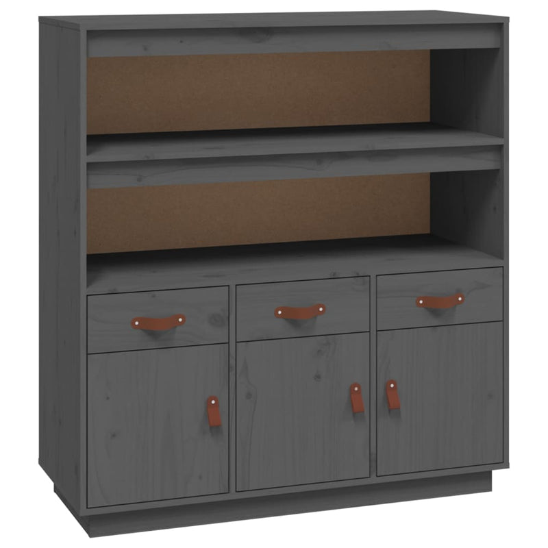 Highboard Grau 100x40x108,5 cm Massivholz Kiefer