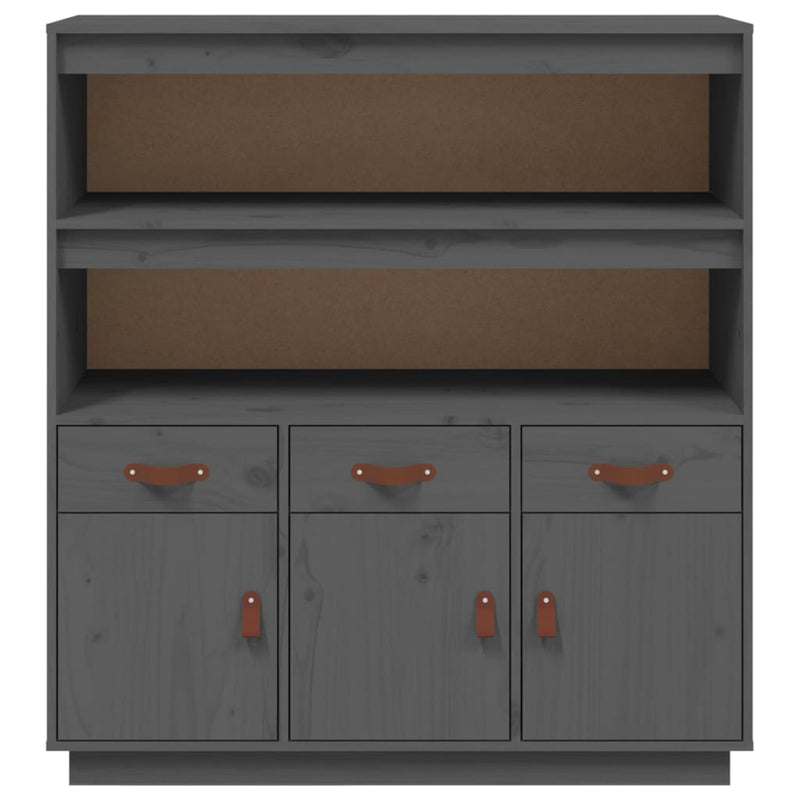 Highboard Grau 100x40x108,5 cm Massivholz Kiefer