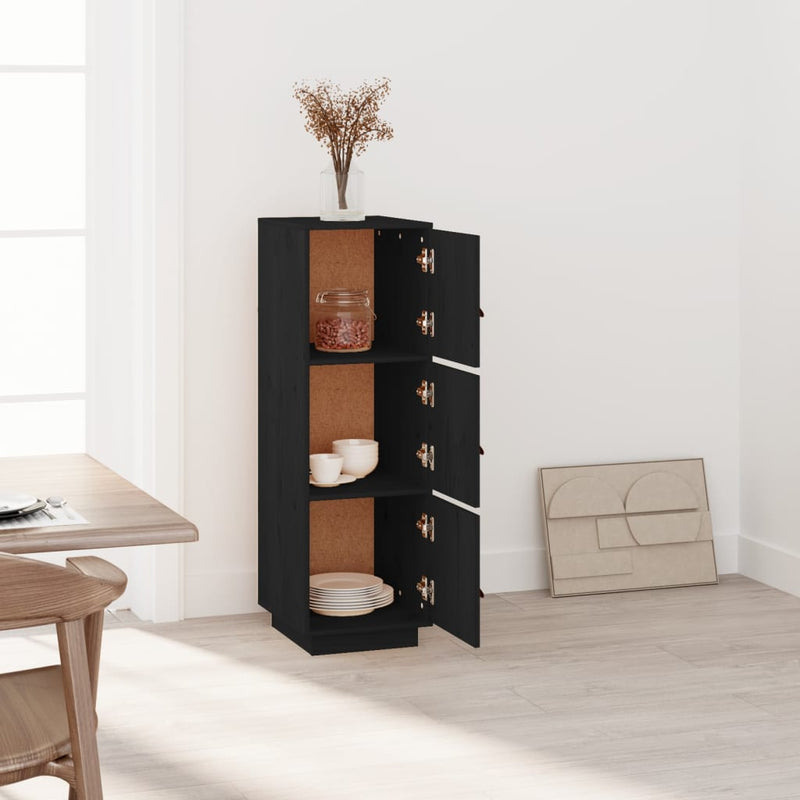 Highboard Schwarz 34x40x108,5 cm Massivholz Kiefer