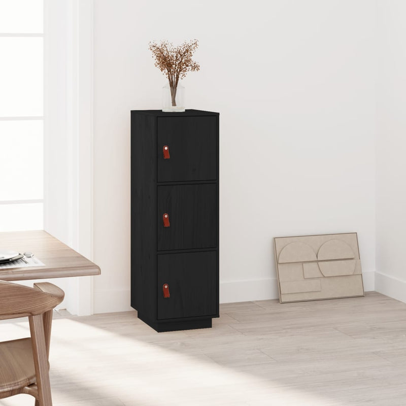 Highboard Schwarz 34x40x108,5 cm Massivholz Kiefer