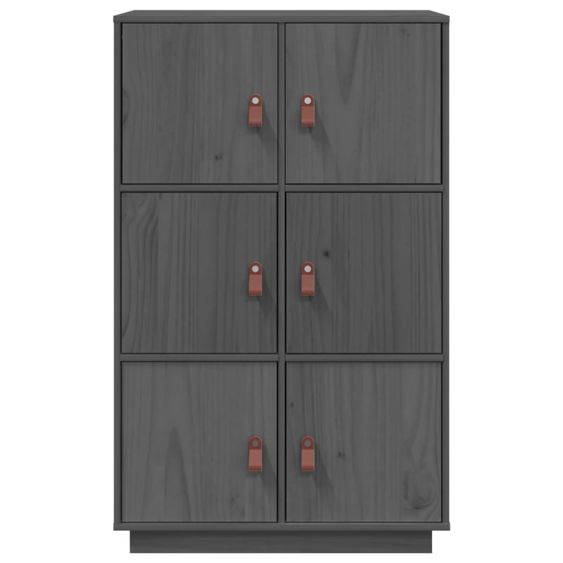 Highboard Grau 67x40x108,5 cm Massivholz Kiefer