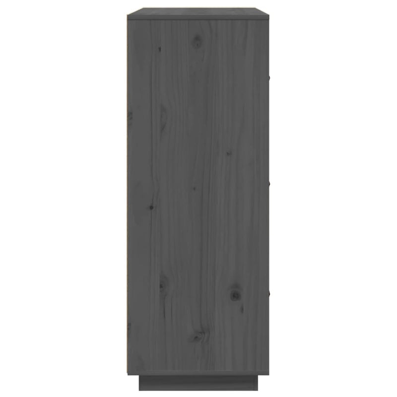 Highboard Grau 67x40x108,5 cm Massivholz Kiefer