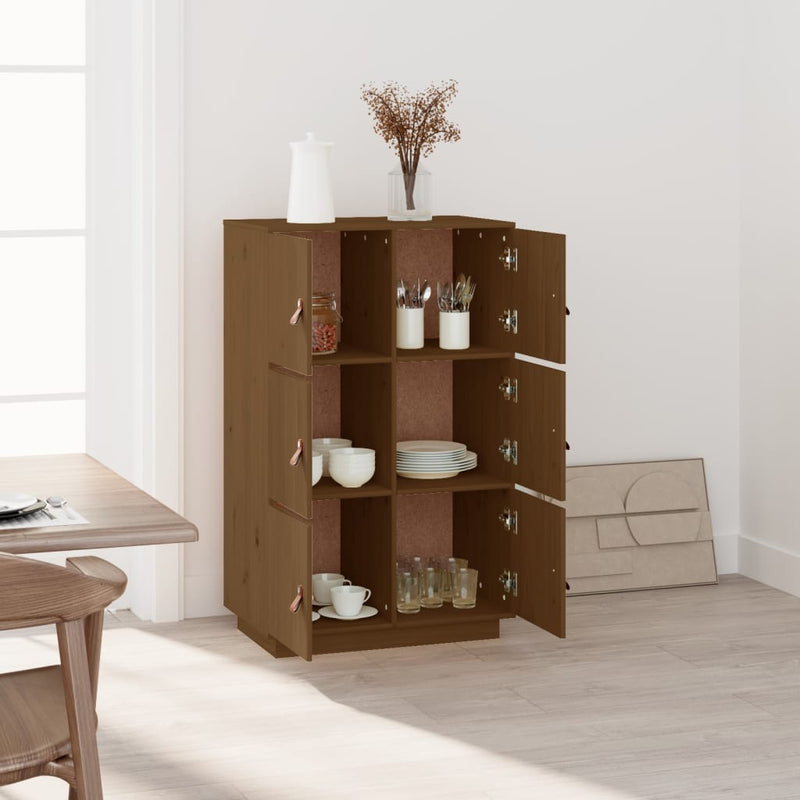 Highboard Honigbraun 67x40x108,5 cm Massivholz Kiefer