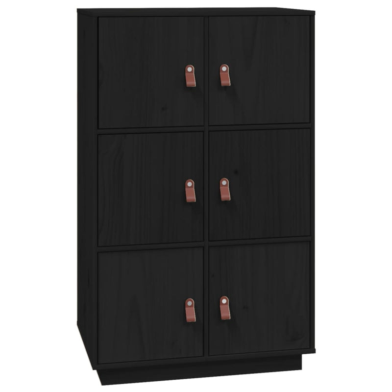 Highboard Schwarz 67x40x108,5 cm Massivholz Kiefer